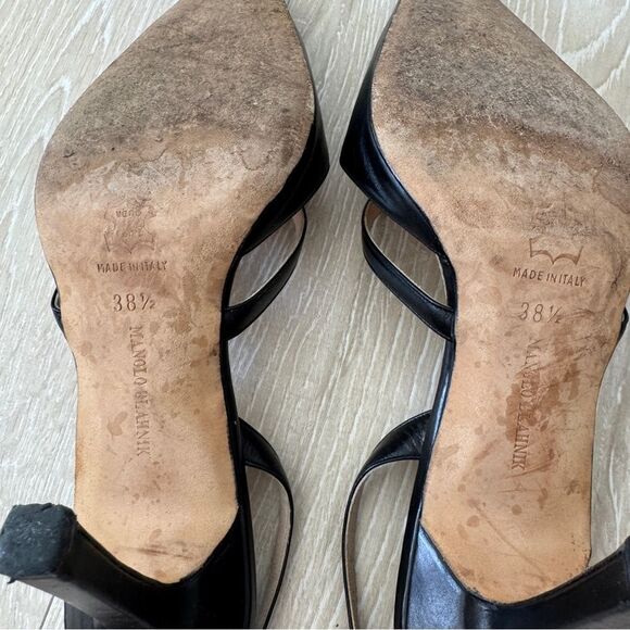 Manolo Blahnik Embellished Black Slingbacks Heels size 38.5 - Picture 6 of 9